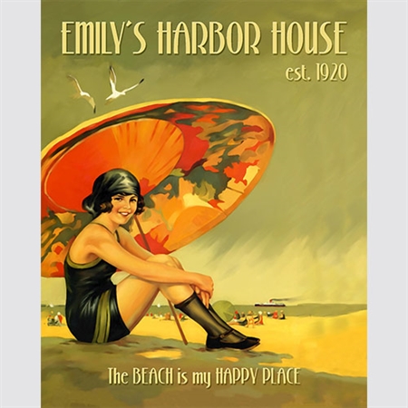 Beach Time Vintage Poster Custom Print with Text,by myDaVinci - myDaVinci